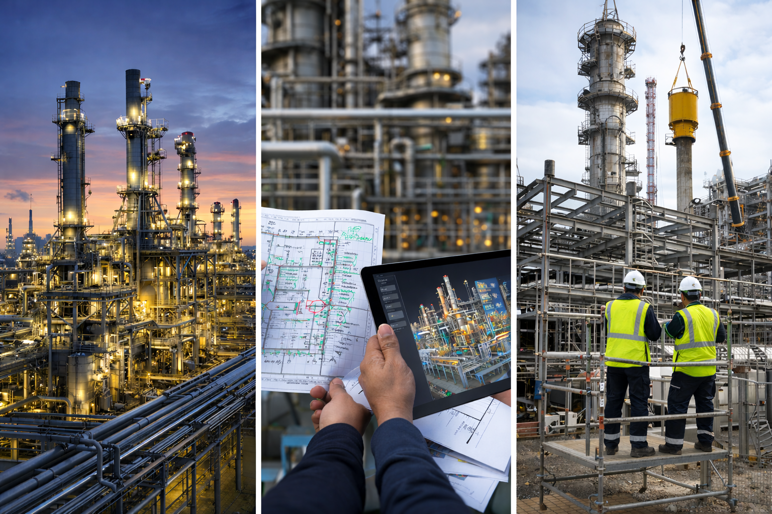 Illustration of industrial facilities and coordinated site work